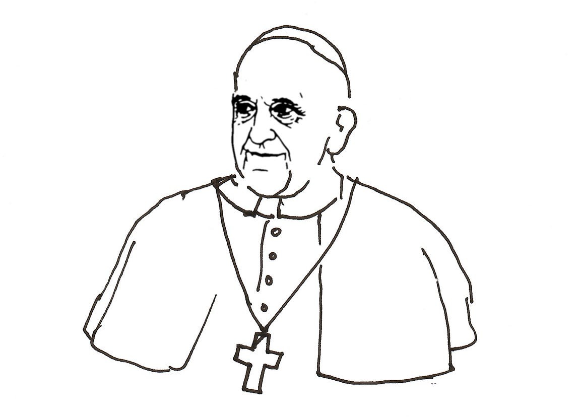 Gezeichnetes Porträt von Papst Franziskus