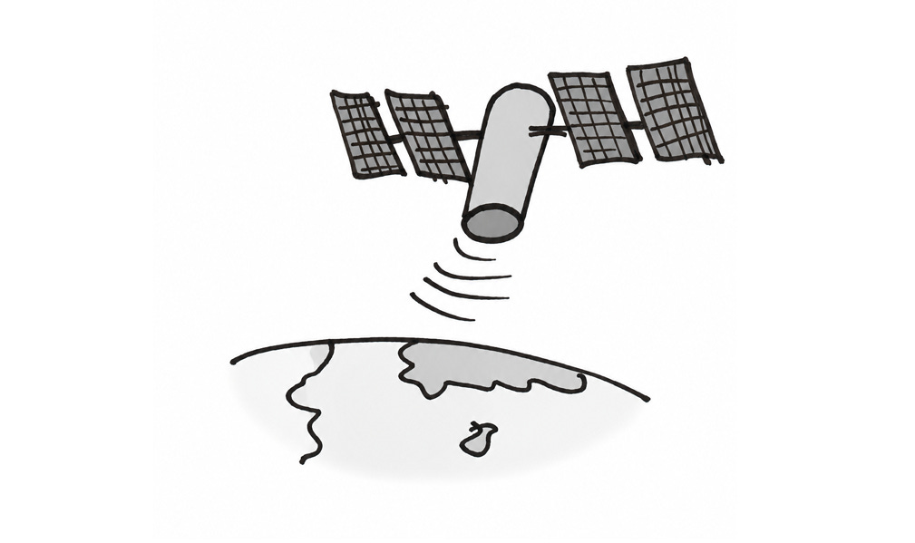 Ein Satellit sendet Signale zur Erde